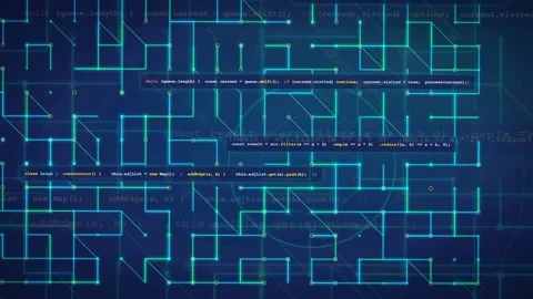 Abstract Digital Network Background with Glowing Blue Circuit Lines and Stock Footage 339973467