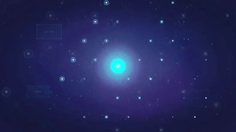 Abstract digital network background with glowing blue light and floating data 库存影片 340392412