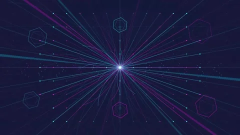 Abstract digital network background with glowing purple and blue lines 库存影片 340403911