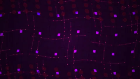 Abstract Digital Network Background with Glowing Purple and Red Data Nodes. Stock Footage 341799566