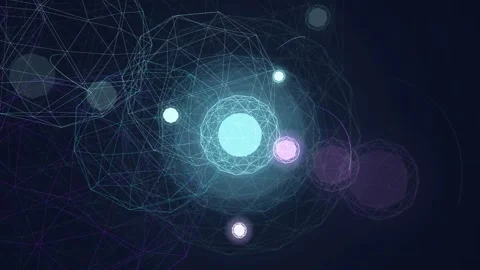 Abstract digital network background with glowing nodes and connecting lines in 動画素材 343429999
