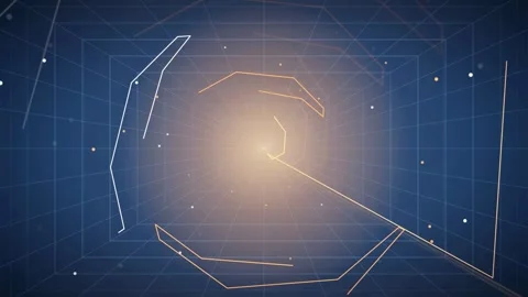 Abstract digital network background with glowing golden lines and particles on Vidéo 343444983