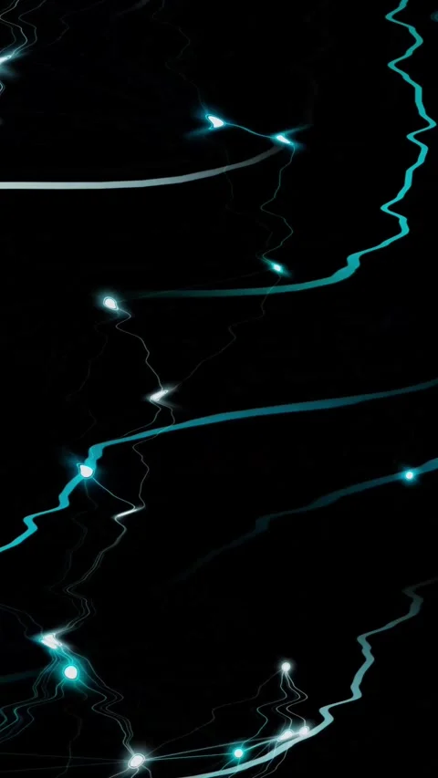 Abstract Digital Network Background with Glowing Cyan Nodes and Wavy Lines Stock Footage 345554728