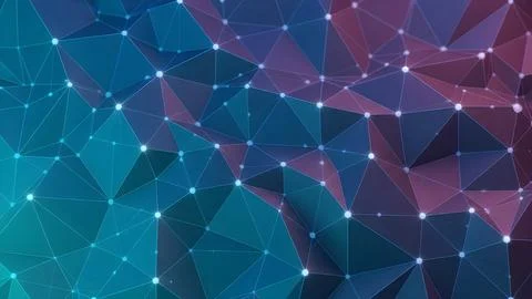 Abstract digital network background with glowing dots and connected lines i.. Fotos de archivo