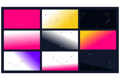 Abstract Digital Network Backgrounds Featuring Connecting Dots and Dashed L.. Ilustração Stock