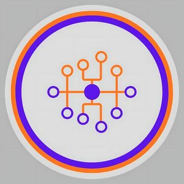 Abstract digital network circuitry with interconnected nodes and concentric.. Stock Illustration