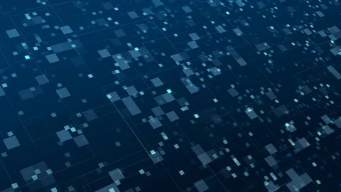 Abstract digital network computer map with glowing squares on blue background. Stock Footage 114682590