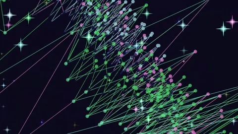 Abstract Digital Network of Connected Nodes with Sparkling Stars 스톡 동영상 332039624