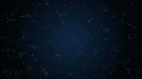 Abstract digital network of connecting dots and lines moving on a dark blue Stock Footage 346210218