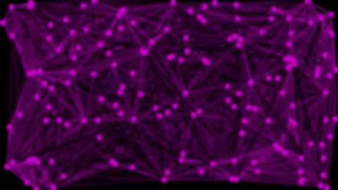 Abstract digital network connecting glowing nodes and points on dark backgrou Stock Footage 336226977