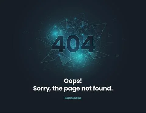 Abstract digital network connection 404 error page template. Ilustración de archivo