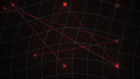 Abstract Digital Network Connection Animation with Glowing Red Nodes and Ge.. Stock Footage 341785577