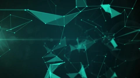 Abstract digital network connection background, with glowing teal, particle.. Video stock 347304880