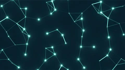 Abstract Digital Network Connection Background with Glowing Nodes. 스톡 일러스트
