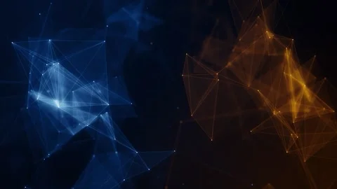 Abstract Digital Network Connection with Blue and Orange Particles 스톡 동영상 343821323