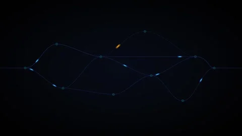 Abstract digital network connection flow with glowing data particles and node Stock Footage 348284195