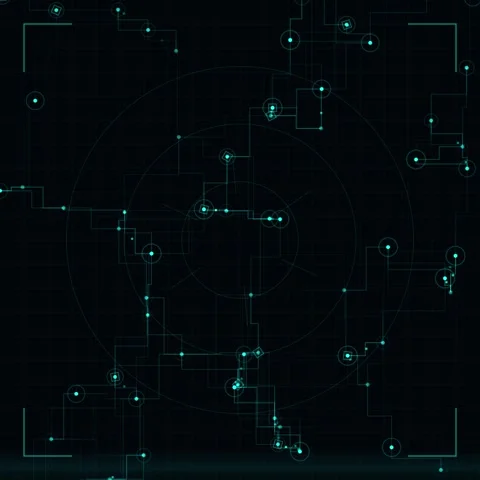 Abstract Digital Network Connection Futuristic HUD Interface with Glowing L.. Stock Footage 346283833