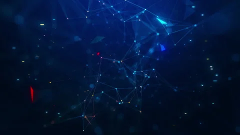 Abstract digital network connection with glowing blue lines and dots on dar.. Stock Footage 329744852
