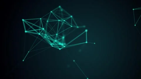 Abstract digital network connection with glowing cyan plexus nodes seamlessly Stock Footage 333516372