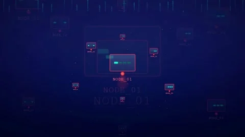 Abstract Digital Network Connection with Glowing Data Nodes and Futuristic Stock Footage 336774841