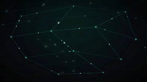 Abstract Digital Network Connection with Glowing Dots and Lines on Dark Blue Video stock 336780042