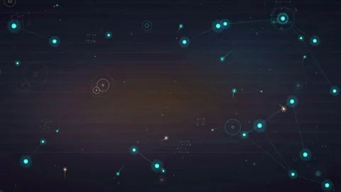 Abstract digital network connection with glowing blue nodes and lines on dark Stock Footage 339316412