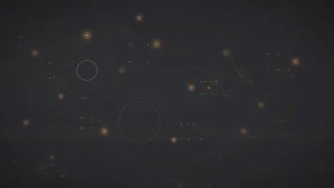 Abstract digital network connection with glowing gold lines and circles on dark Stock Footage 339316749