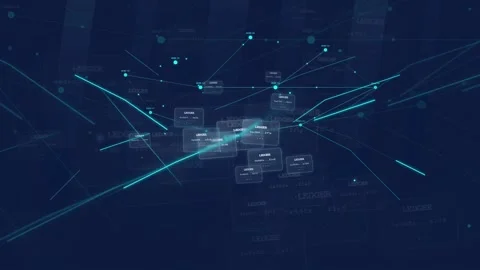 Abstract Digital Network Connection with Glowing Blue Lines and Data Nodes on Stock Footage 339316944