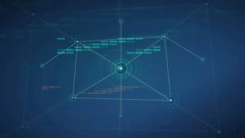 Abstract Digital Network Connection with Glowing Nodes and Data Lines on Dark Stock Footage 339317071