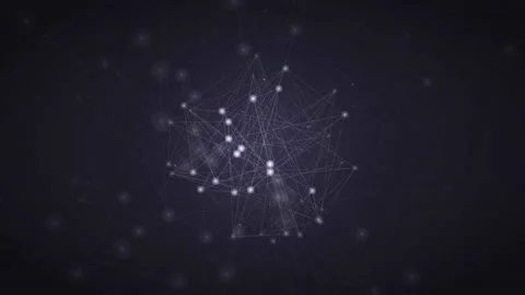 Abstract Digital Network Connection with Glowing Nodes and Lines on Dark Purple Stock Footage 339317189