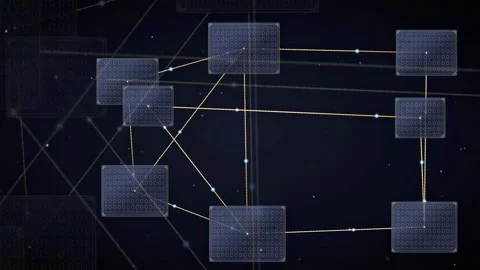 Abstract Digital Network Connection with Glowing Nodes and Interconnected Data Stock Footage 339317317