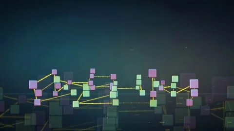 Abstract digital network connection with glowing nodes and lines on a dark Stock Footage 339318139