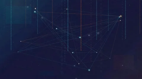 Abstract Digital Network Connection with Glowing Nodes and Data Lines on Dark Stock Footage 339318974