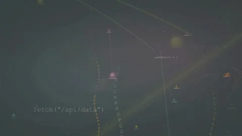 Abstract Digital Network Connection with Glowing Nodes and Data Lines on Dark Stock Footage 339970008