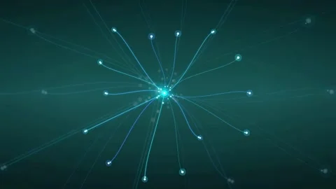 Abstract digital network connection with glowing blue lines and dots on dark Stock Footage 340118374