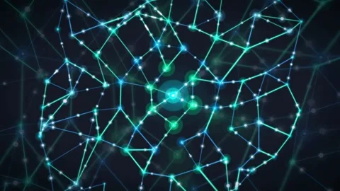 Abstract Digital Network Connection with Glowing Blue Lines and Dots on Dark 库存影片 340118817
