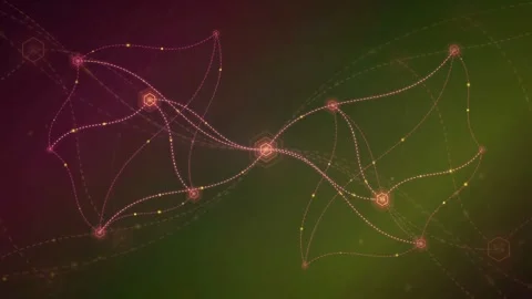 Abstract Digital Network Connection with Glowing Particles and Flowing Lines on Видео 340120018