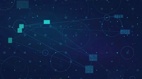 Abstract Digital Network Connection with Glowing Blue Lines and Data Nodes on 库存影片 340404433