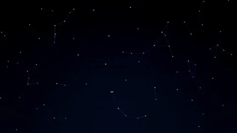 Abstract digital network connection with glowing dots and lines on dark Stock Footage 341302967