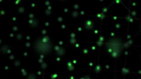 Abstract Digital Network Connection with Glowing Green Particles and Data L.. Stock Footage 341785721