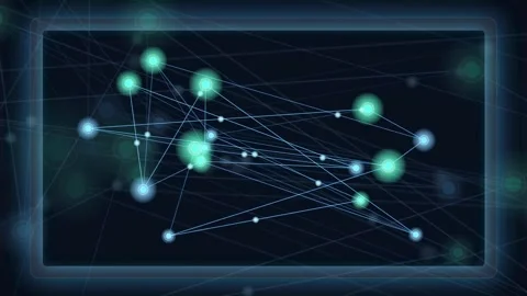 Abstract Digital Network Connection with Glowing Nodes and Lines on Dark Blue Stock Footage 341826472