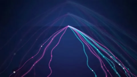 Abstract Digital Network Connection with Glowing Blue and Pink Data Lines on Stock Footage 343432260