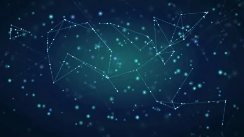 Abstract digital network connection with glowing dots and lines on shifting Stock Footage 343432638