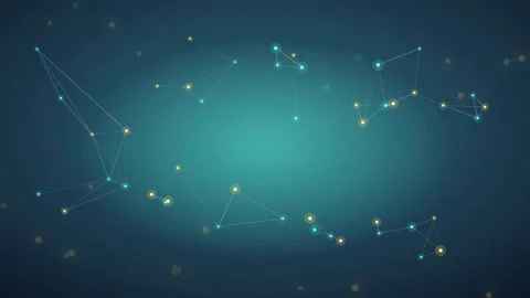 Abstract digital network connection with glowing dots and lines on dark blue Stock Footage 343435648