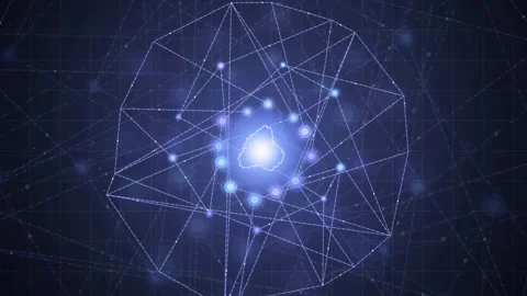 Abstract Digital Network Connection with Glowing Plexus Geometry and Shifting Stock Footage 343443702
