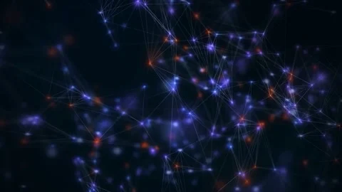 Abstract Digital Network Connection with Glowing Blue and Orange Dots 스톡 동영상 343822187