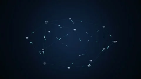 Abstract digital network connection with glowing blue nodes and data lines on Stock Footage 344775691