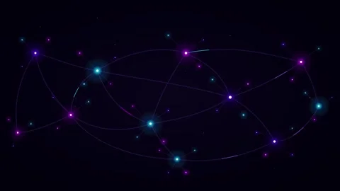 Abstract digital network connection with glowing nodes and data lines motio.. Stockbeeldmateriaal 344860335