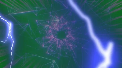 Abstract digital network connection with glowing purple lines on a green Stock Footage 344919083
