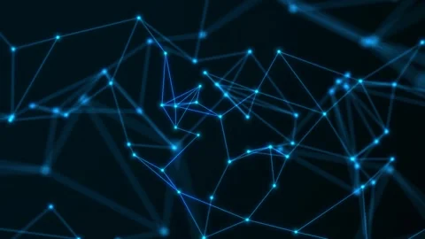 Abstract digital network connection with glowing blue dots and lines Stock Footage 346075341